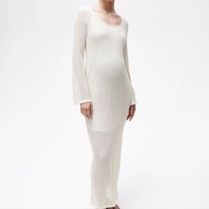 H&M mama dress  size large ivory color maxi knit dress.